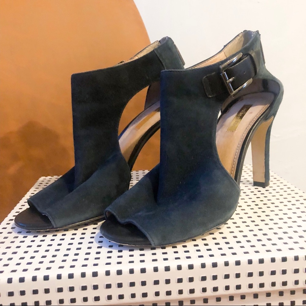Deep Indigo Suede Heels with Cutout Detail